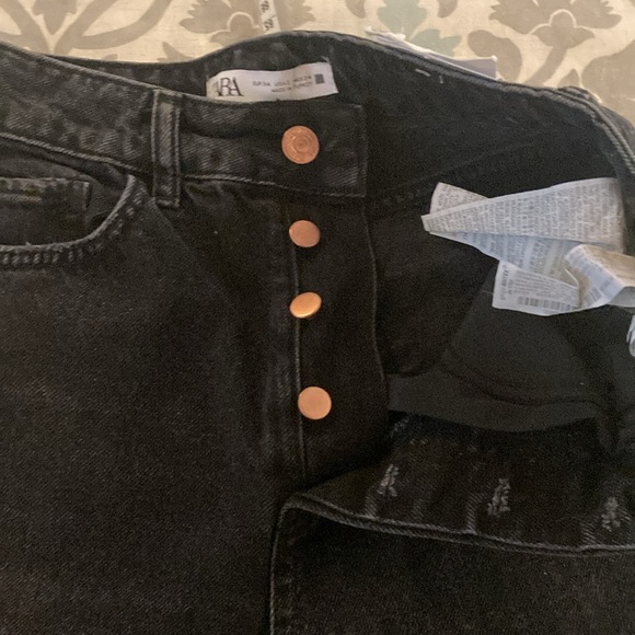NWT ZARA distressed black jeans, Mom Fit, 2 - Picture 3 of 8